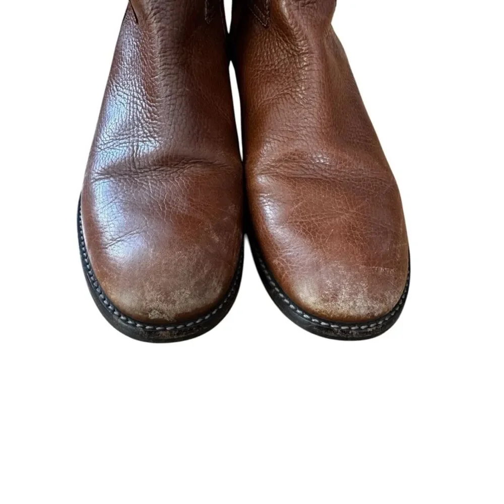 Tory Burch Jolie Riding Boots Pebbled Brown Leather 10.5